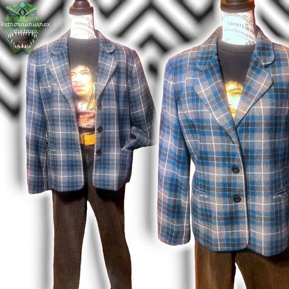 VINTAGE Worthington 49er Style Front Pocket Wool Plaid Shacket Blazer, Medium - Picture 1 of 11